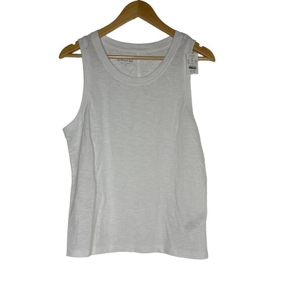 J. Crew Girlfriend Tank Top Sleeveless Crew Neck 100% Cotton White NWT Medium - Picture 5 of 10